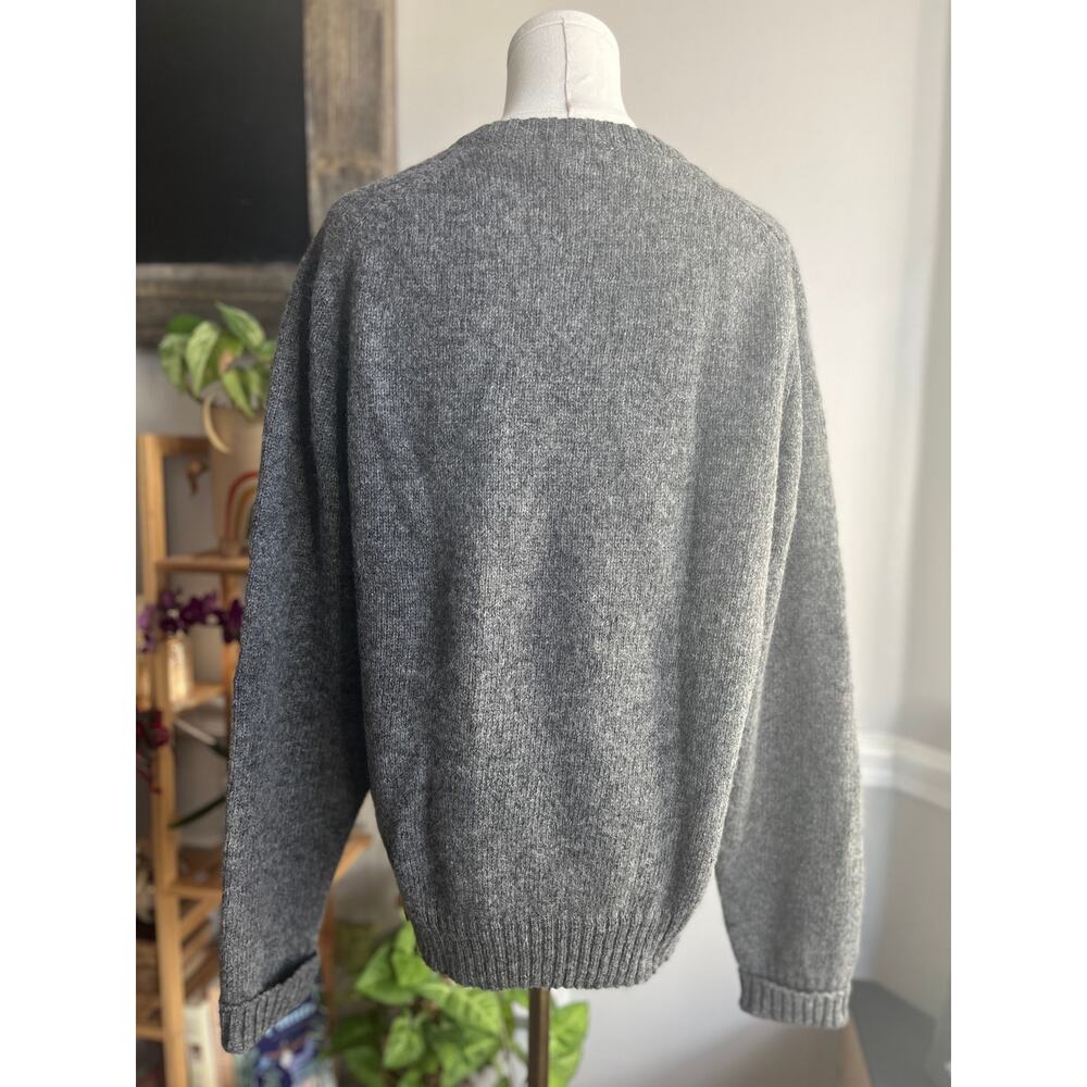 Vintage 90s Gray White Red Argyle Shetland Wool Sweater Size Large - Picture 5 of 6